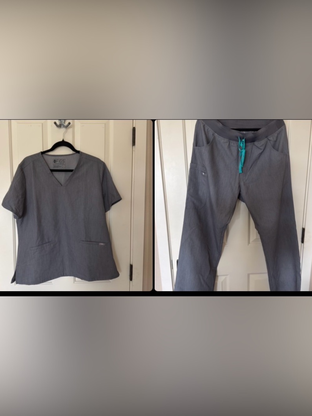 FIGS Gray V-Neck Short Sleeve Scrub Top - Slate